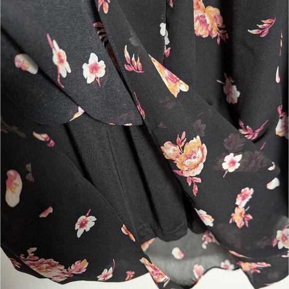 City Chic Black Pink Floral Draped Faux Wrap Party Dress Womens 16 - Picture 6 of 6